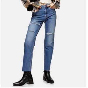 TOPSHOP Sofia Ripped Straight Leg Jeans